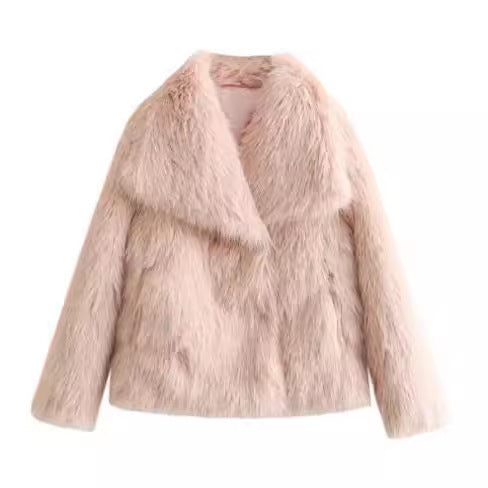 Women’s Plush Winter Coat, Warm Thick Fluffy Lapel Jacket