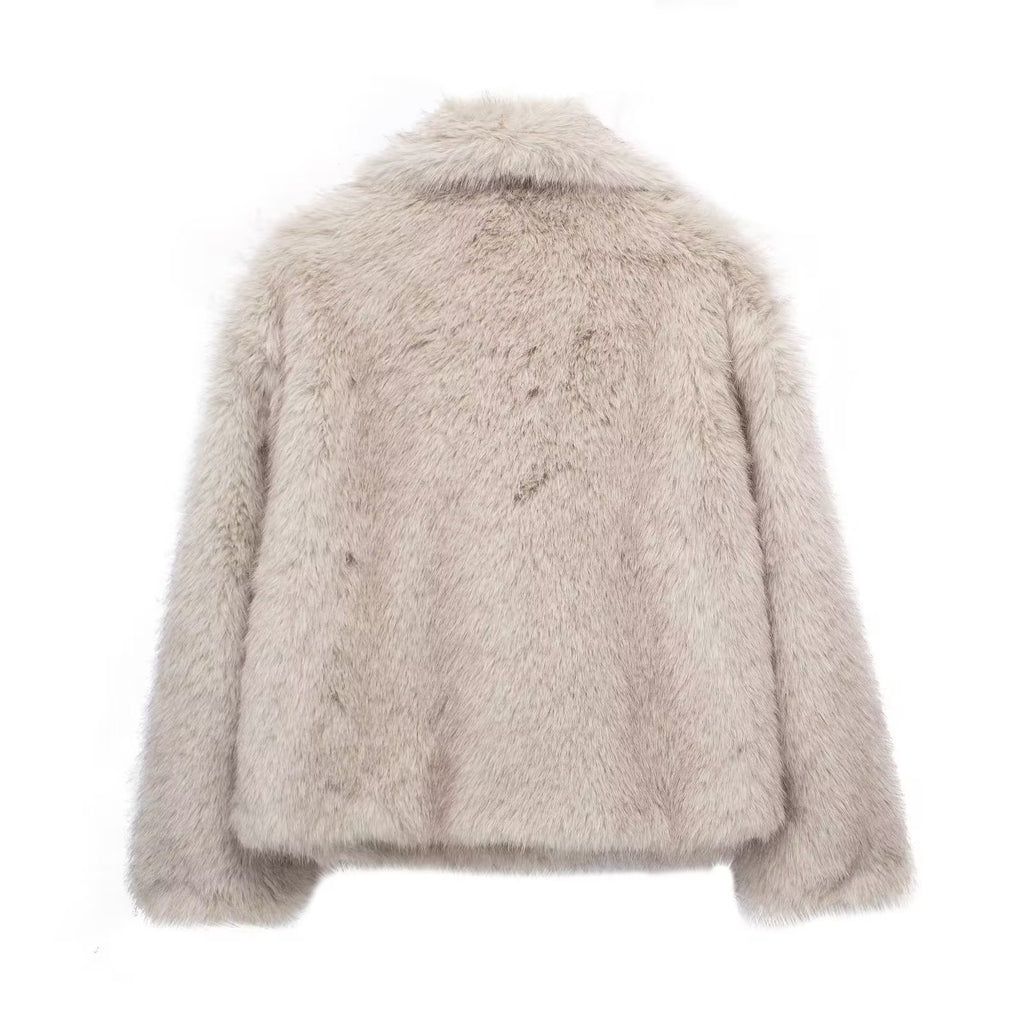 Women’s Plush Winter Coat, Warm Thick Fluffy Lapel Jacket