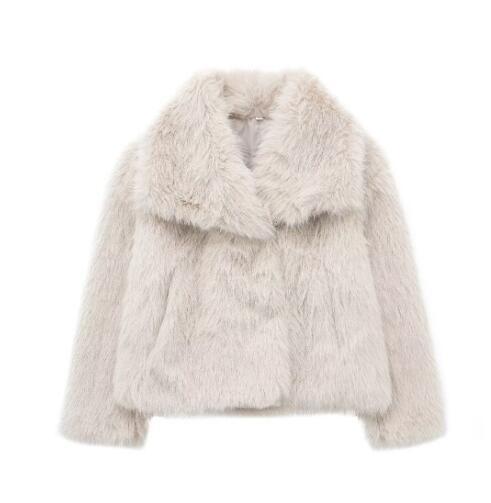 Women’s Plush Winter Coat, Warm Thick Fluffy Lapel Jacket